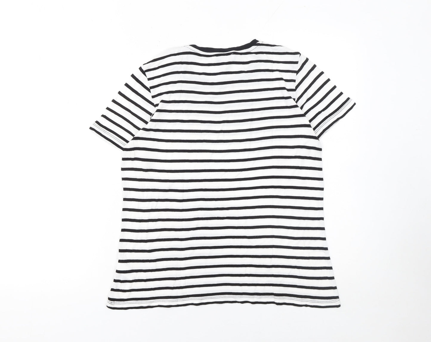 Warehouse Womens Black White Striped Viscose T-Shirt UK 12