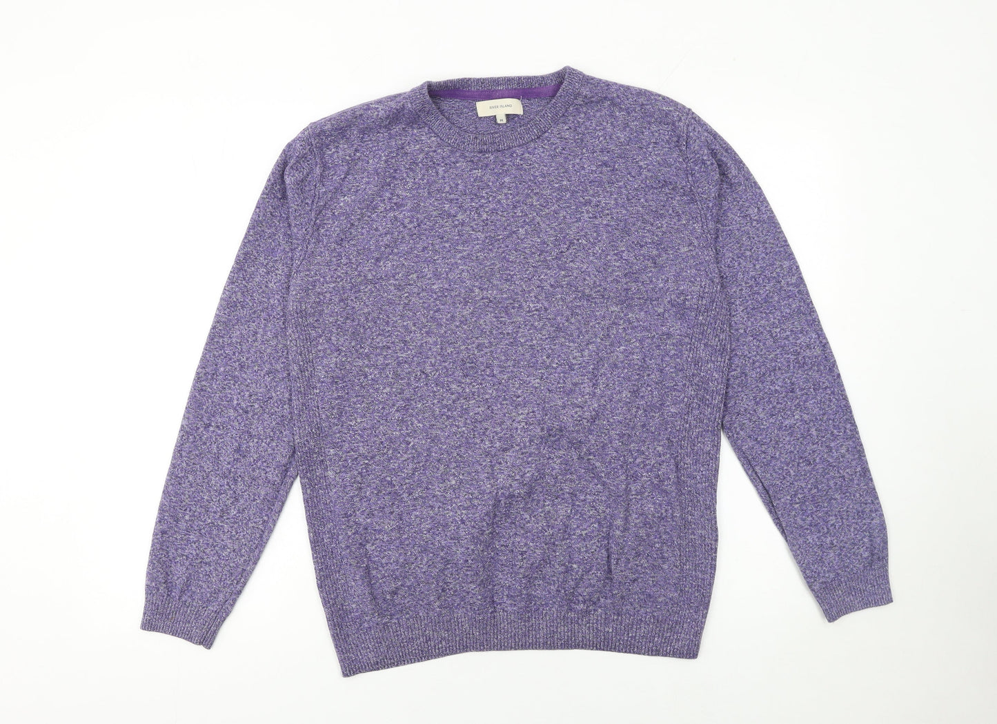 River Island Men's Purple Cotton Crew Neck Jumper Size M