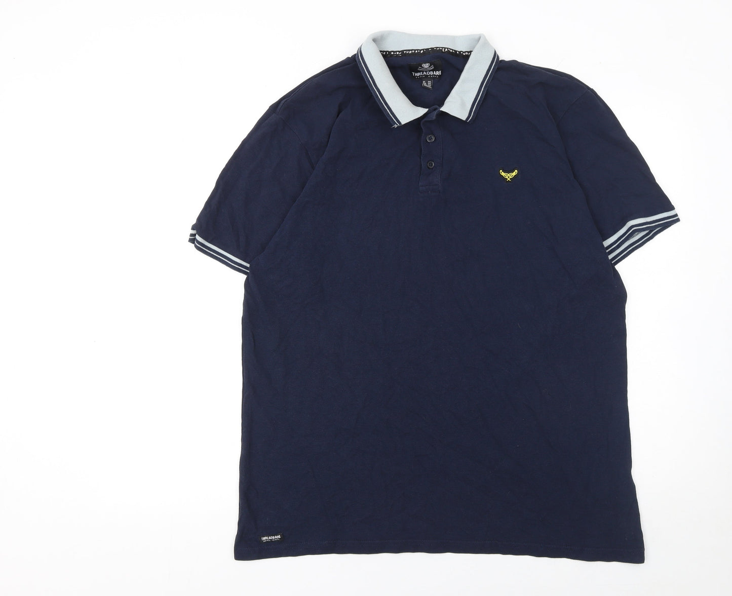 Threadbare Men's Blue 2XL Cotton Polo Shirt Classic Casual