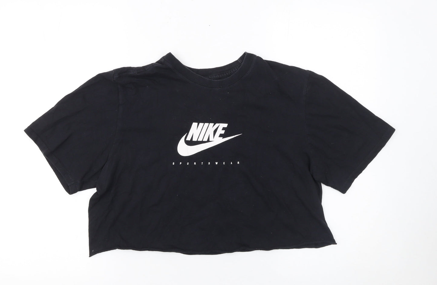 Nike Womens Black Cropped Sportswear T-Shirt Size L Athletic Fit