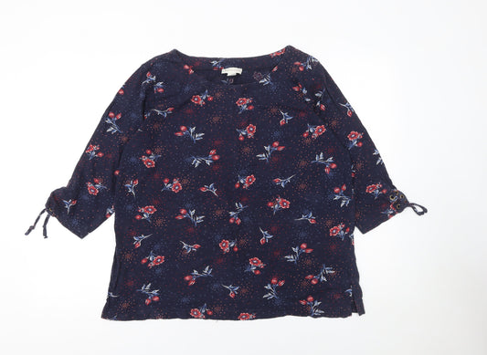 Monsoon Womens Blue Floral 3/4 Sleeve Tunic Blouse Size 18