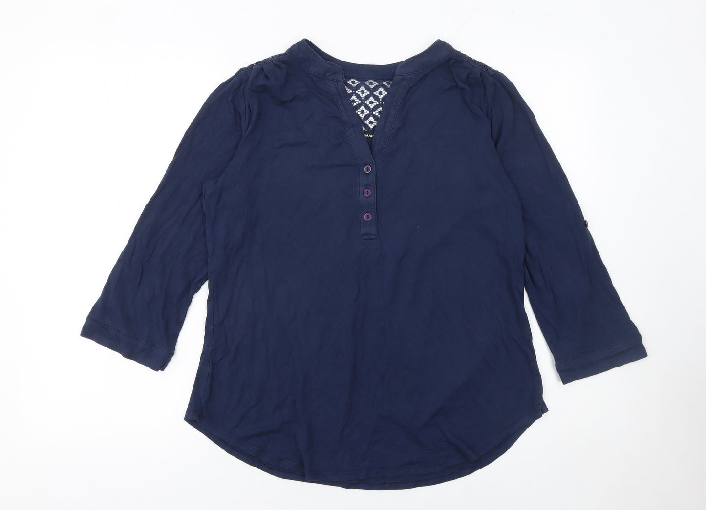 Roman Women's Blue 3/4 Sleeve Tunic Blouse Size 10