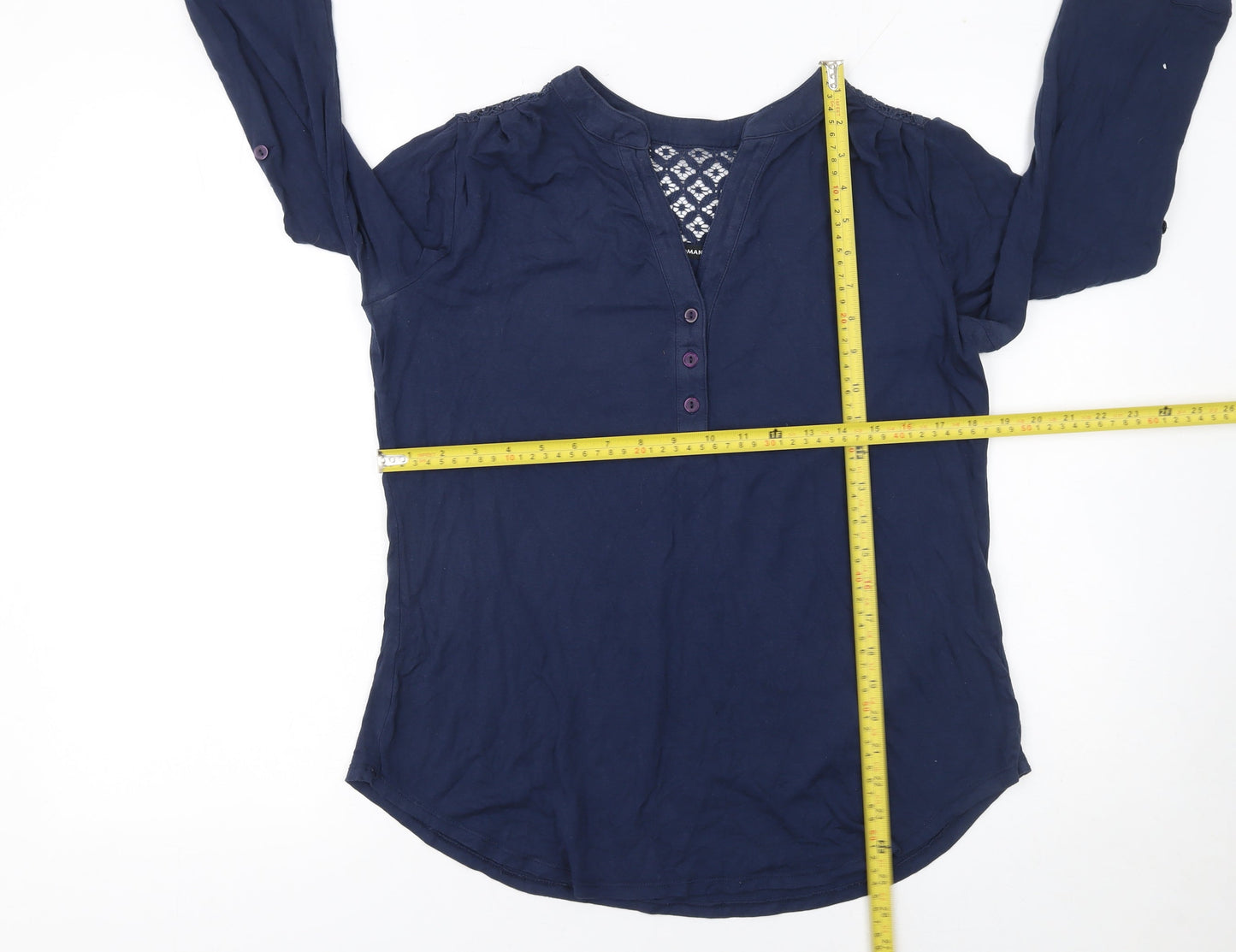 Roman Women's Blue 3/4 Sleeve Tunic Blouse Size 10