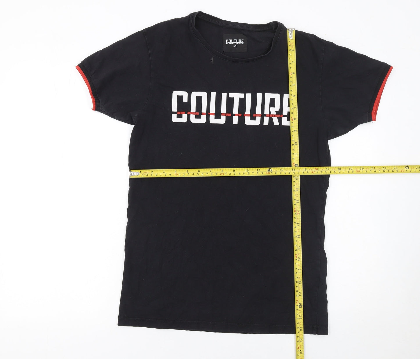 Couture Men's Black Graphic Logo Short Sleeve T-Shirt Size M