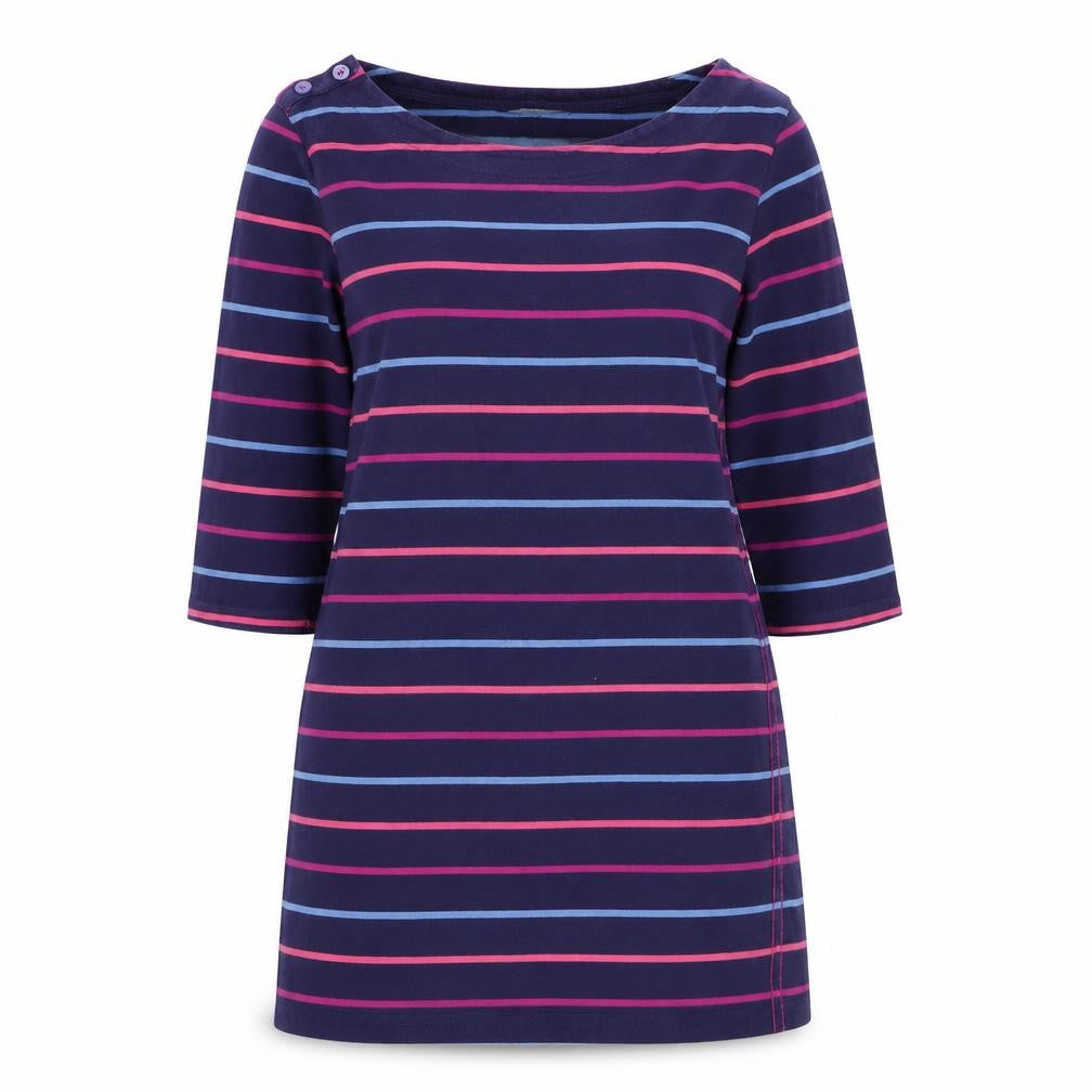 Marks & Spencer Women Blue Striped Shift Dress Size 12 3/4 Sleeve