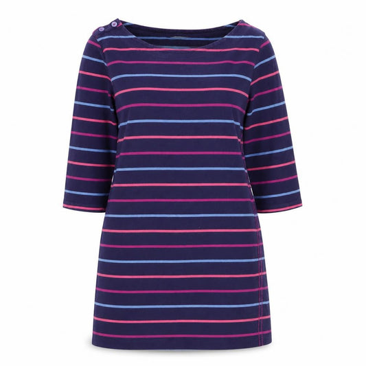 Marks & Spencer Women Blue Striped Shift Dress Size 12 3/4 Sleeve