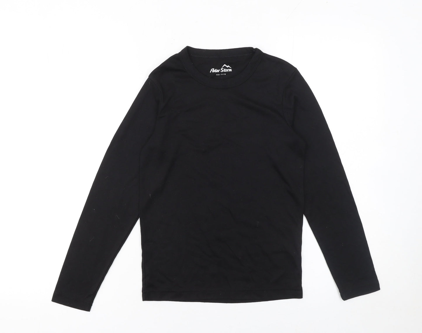 Peter Storm Boys Black Long Sleeve Basic Crew Neck T-Shirt 11-12 Years