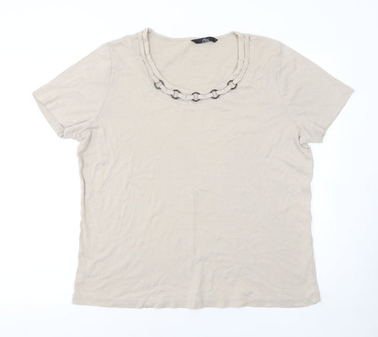 Bm Casual Womens Beige L Basic Short Sleeve Cotton T-Shirt