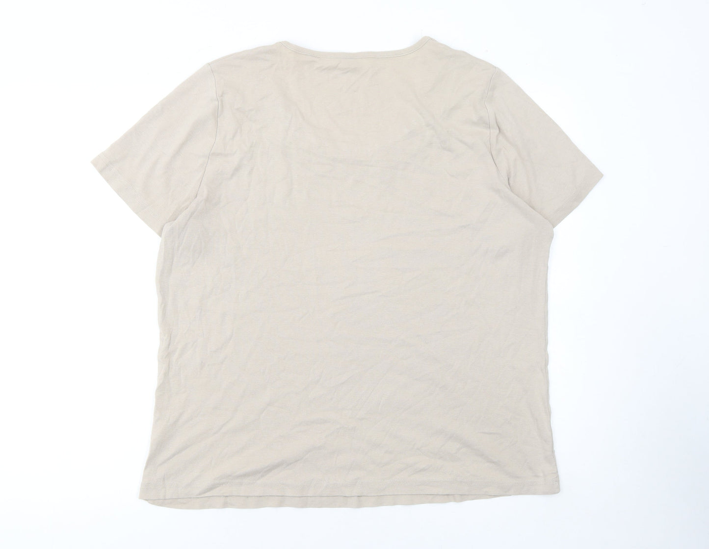 Bm Casual Womens Beige L Basic Short Sleeve Cotton T-Shirt