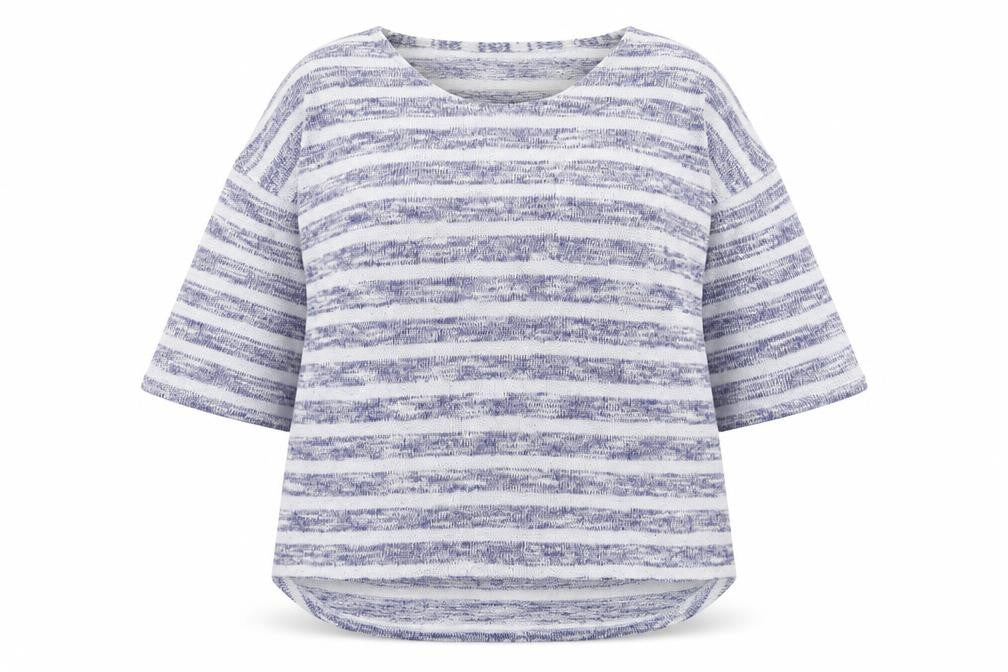 F&F Women's Blue Striped 3/4 Sleeve Pullover Jumper Size 18