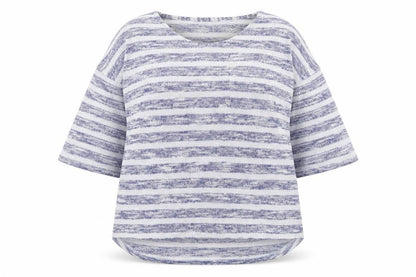F&F Women's Blue Striped 3/4 Sleeve Pullover Jumper Size 18