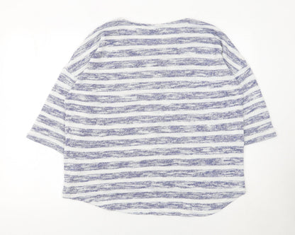 F&F Women's Blue Striped 3/4 Sleeve Pullover Jumper Size 18