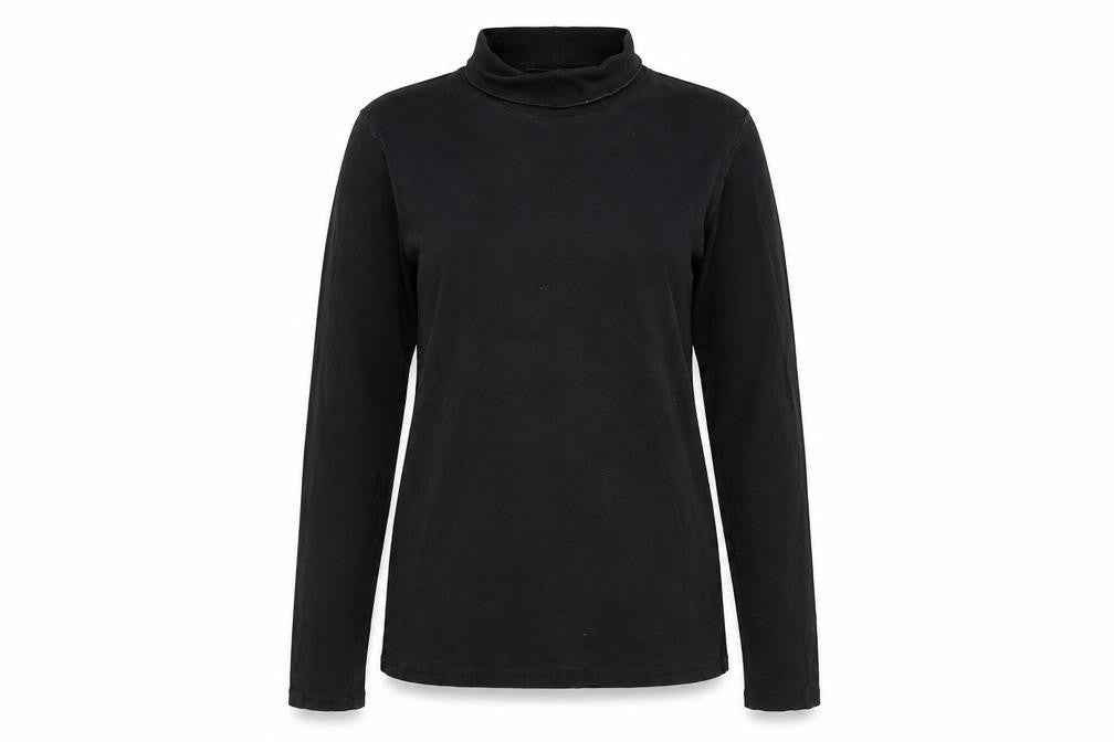 UNIQLO Women's Black Long Sleeve Roll Neck Cotton Top M