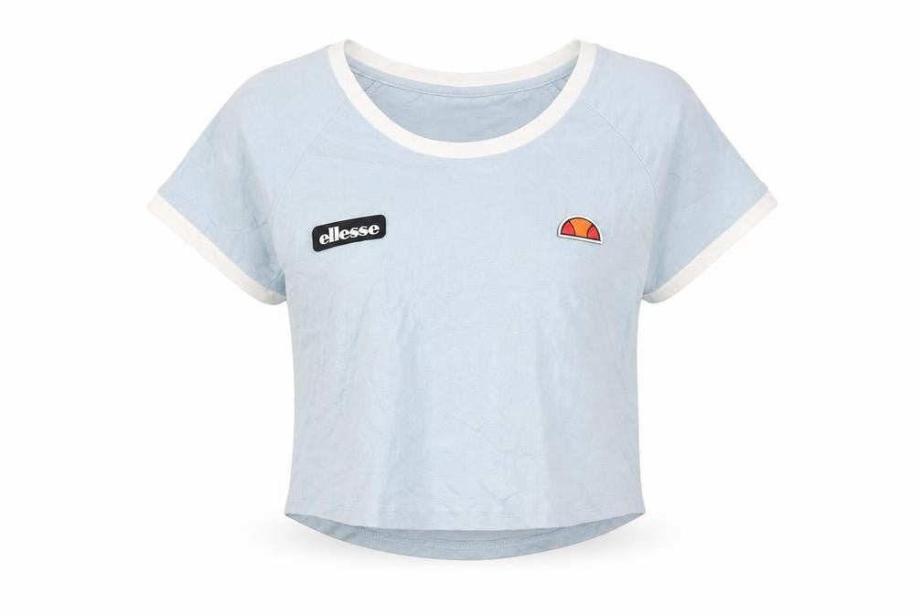 Ellesse Womens Blue Cropped T-Shirt Size 8 Raglan Jersey