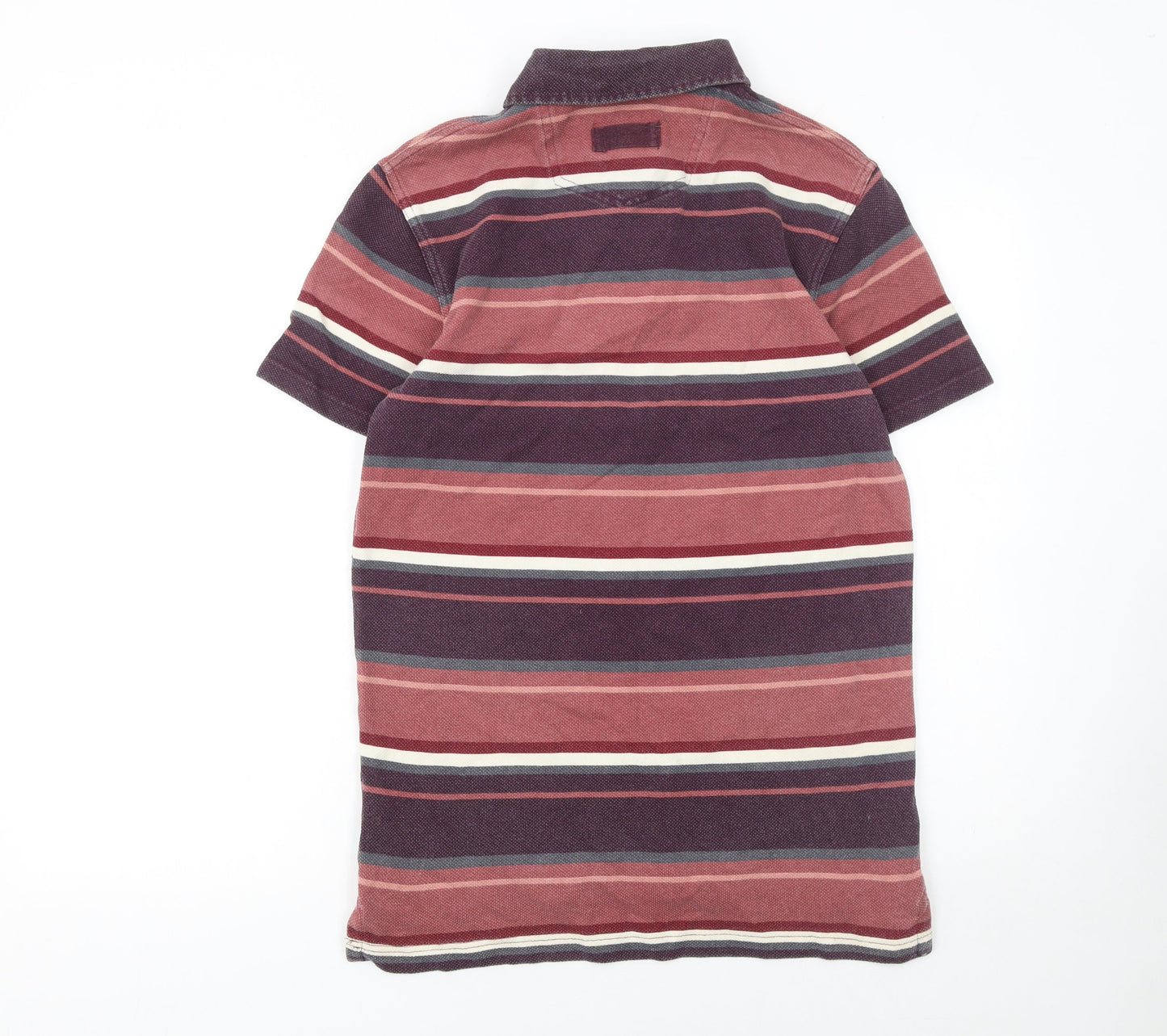 FatFace Men's Red Striped Cotton Short Sleeve Polo Shirt Size S