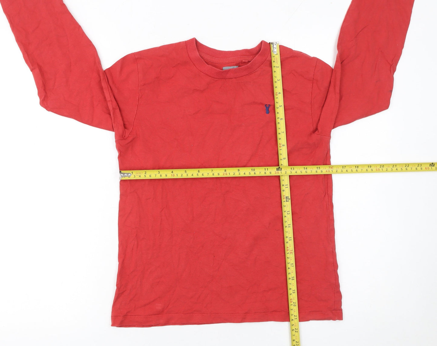 Next Boys Red Long Sleeve Cotton Crew Neck Basic T-Shirt 11 Years