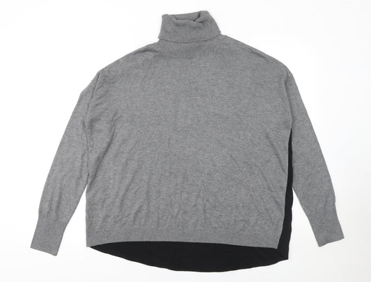 Esprit Womens Grey Roll Neck Long Sleeve Cotton Wool Jumper Size M