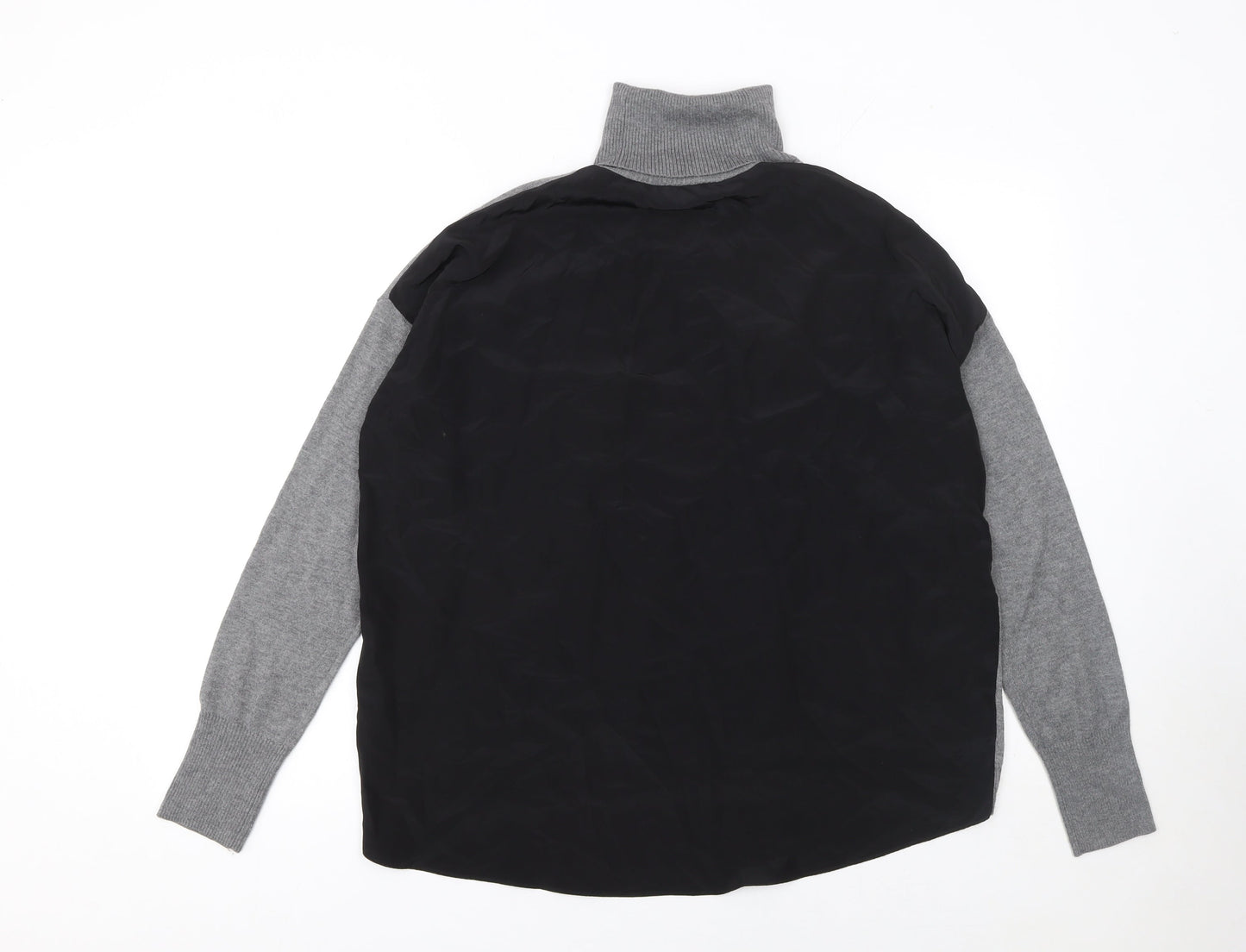 Esprit Womens Grey Roll Neck Long Sleeve Cotton Wool Jumper Size M