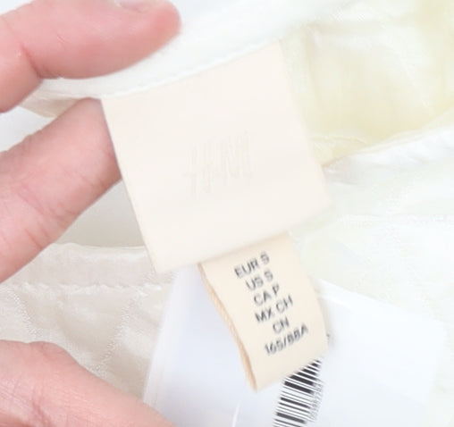 H&M Women Ivory Puff Sleeve Fit & Flare Midi Dress Size 8