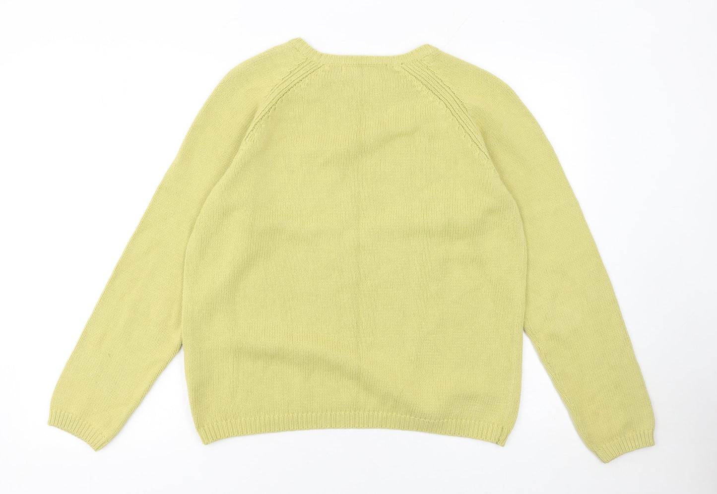 Isle Women Green Cotton Crew Neck Jumper Size 14
