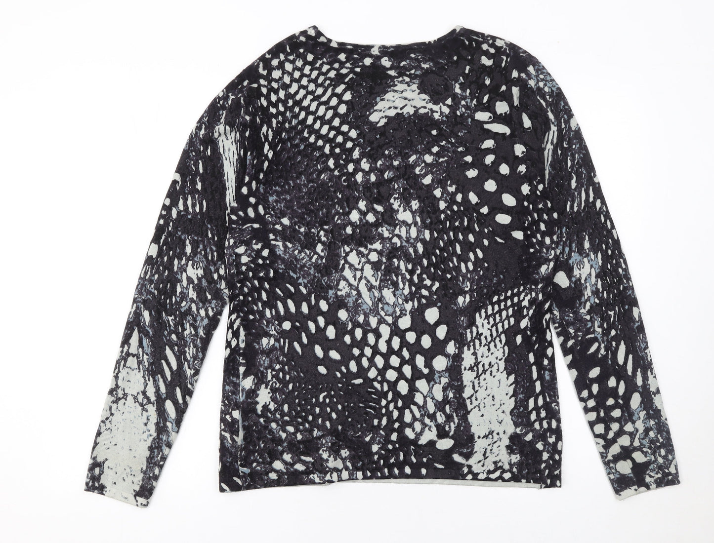 Punt Roma Womens Black Sequin Animal Print Pullover Jumper M