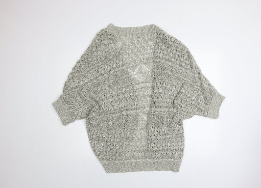 Oasis Women’s Grey Open-Knit 3/4 Sleeve Cardigan M