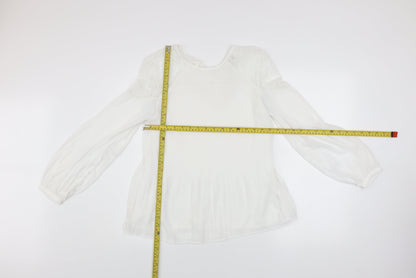 Next Women White Lace Bow Long Sleeve Tunic Blouse Size 8