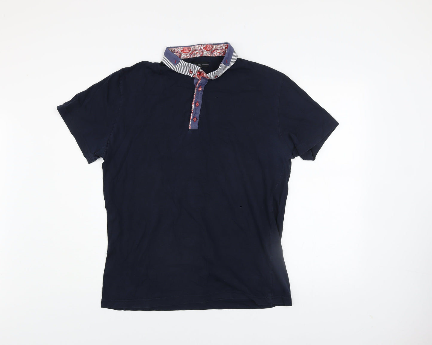 ETO Men’s Blue 2XL Cotton Short Sleeve Polo Shirt
