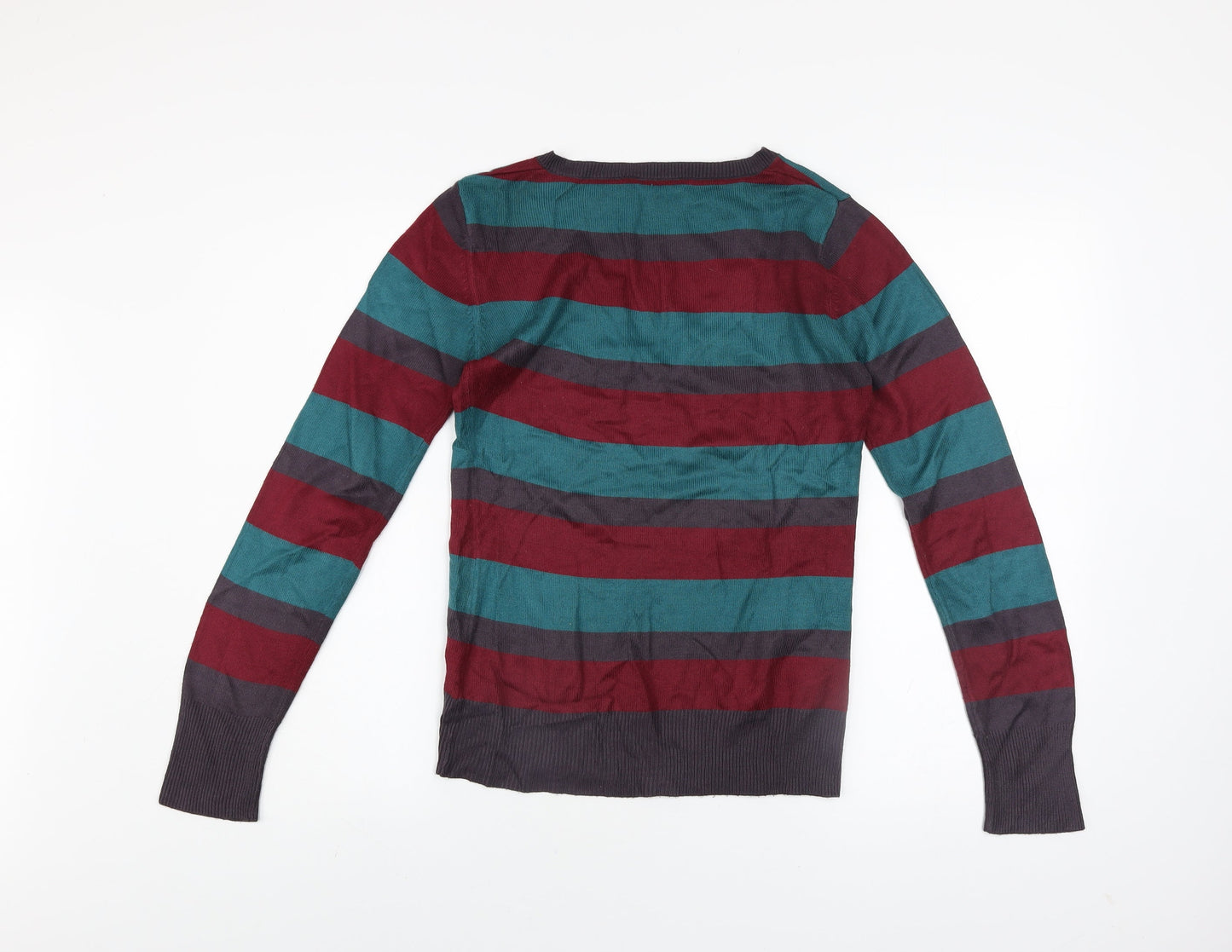Dorothy Perkins Women’s Multicoloured Striped V-Neck Jumper Size 8