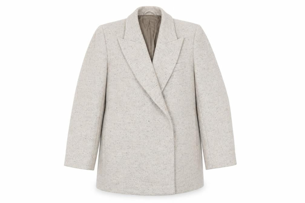 H&M Men's Beige Wool Blend Mid-Length Blazer Jacket Size S