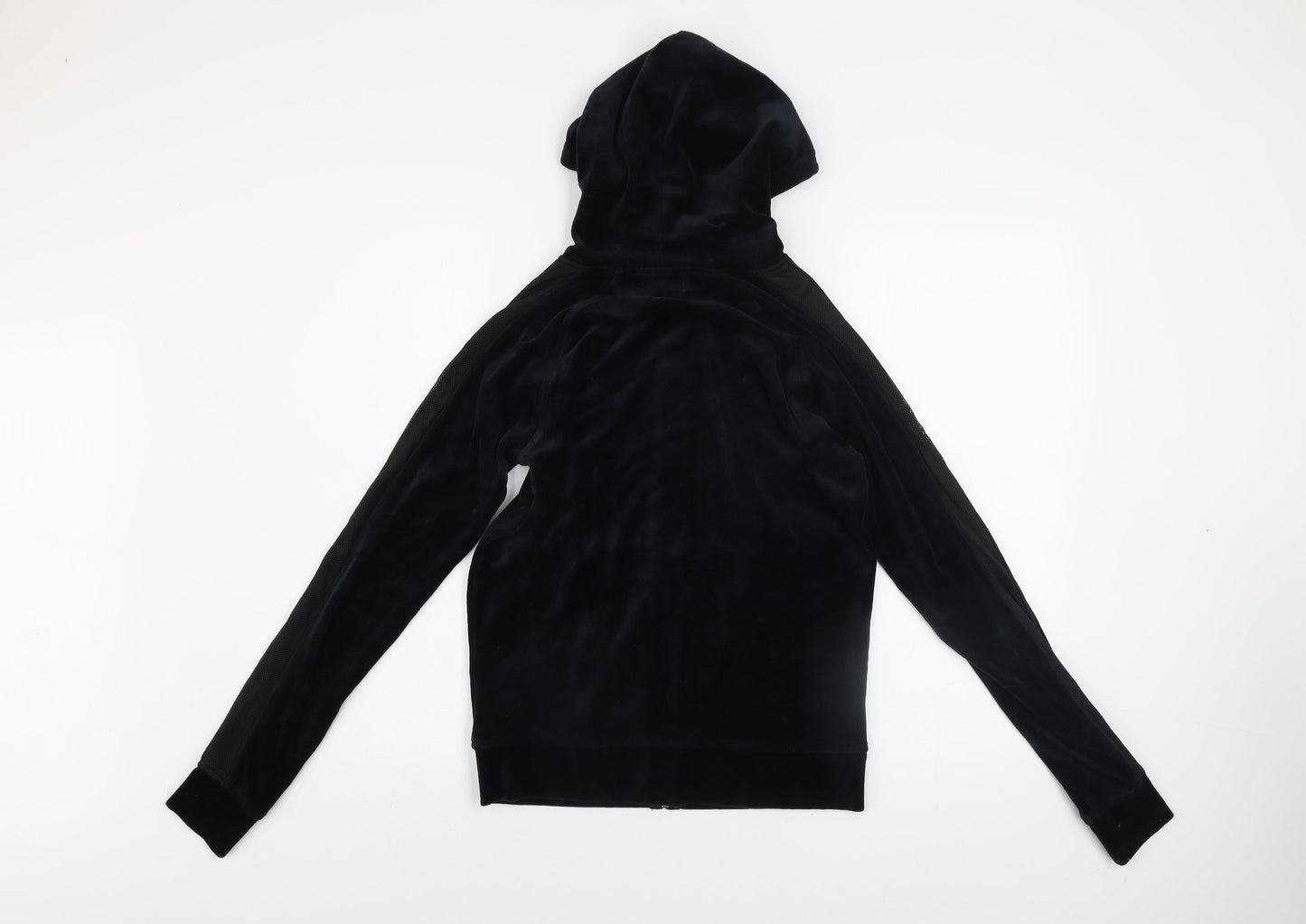 Miss Fiori Womens Black Velour Full Zip Hooded Track Jacket Size 8