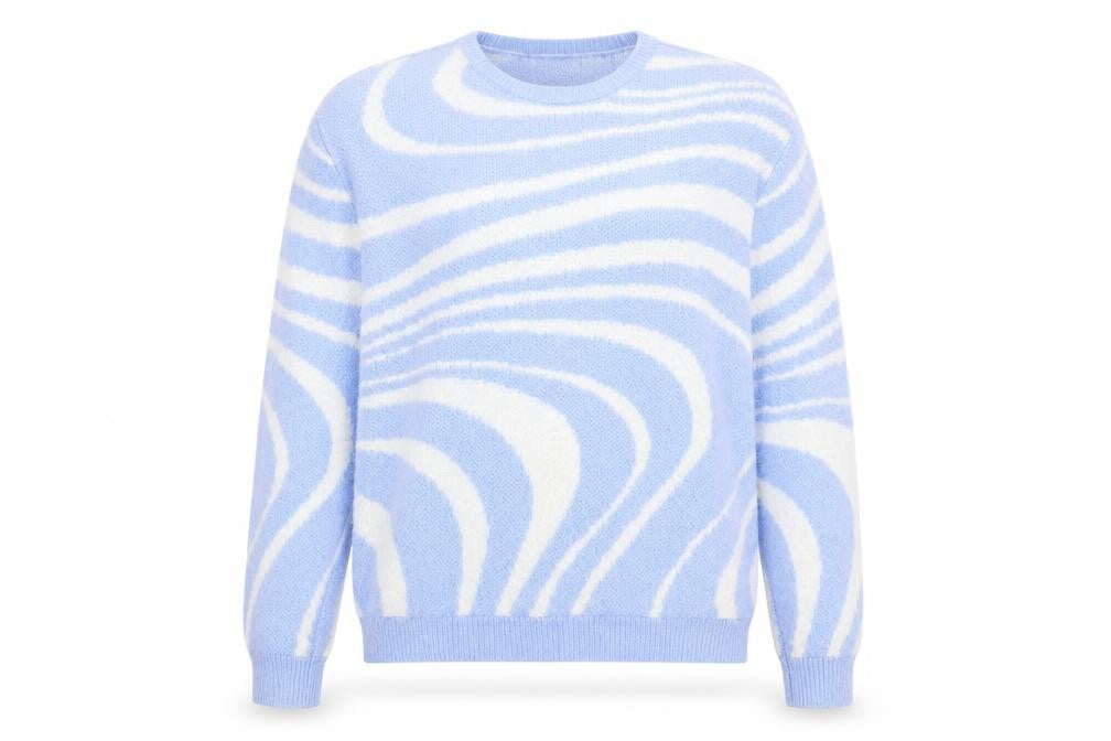 ASOS Design Women Blue & White Pullover Jumper M Knit Crew Neck