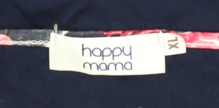 Happy Mama Women's Blue Wrap Maternity Blouse Top Size XL