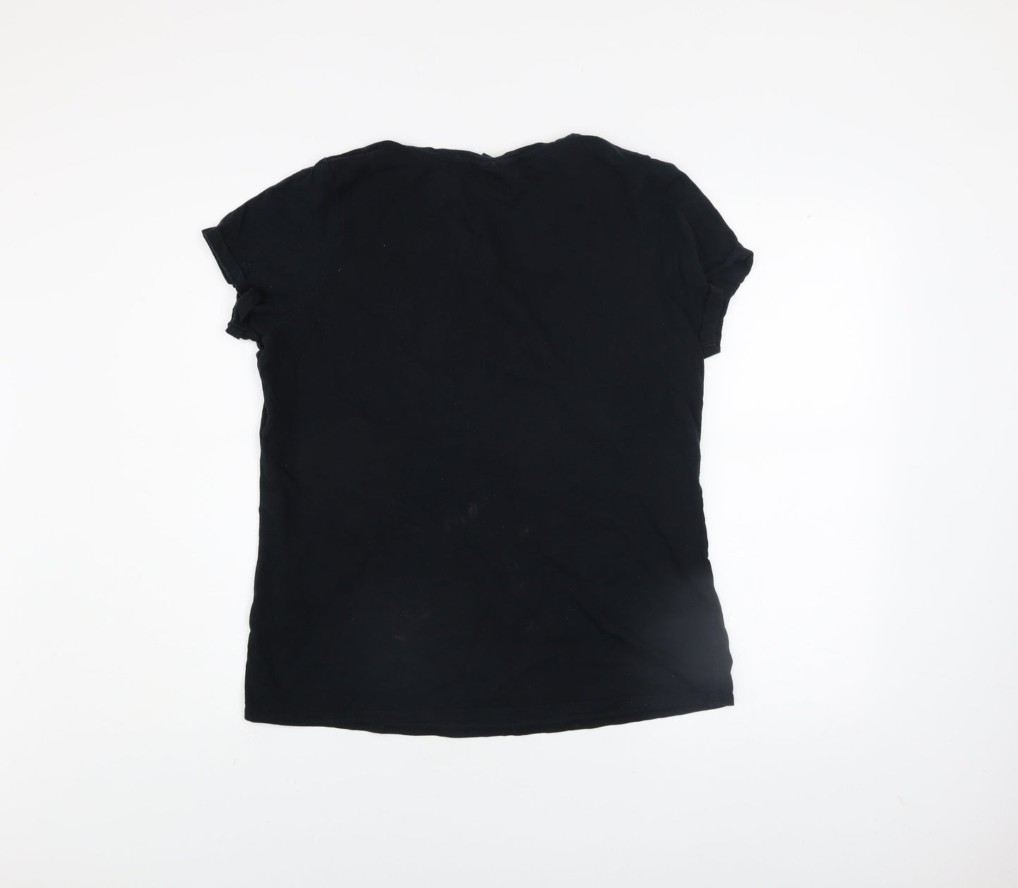 Harry Potter Women's Black Sequin T-Shirt UK 16 Short Sleeve Cotton
