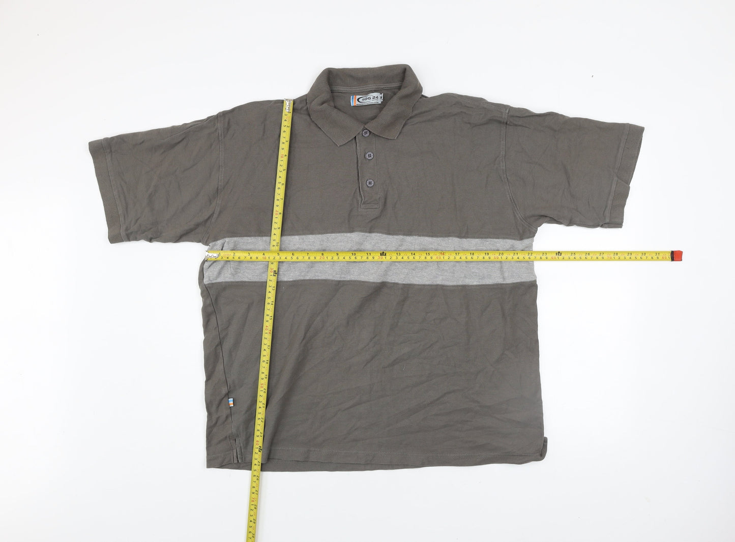 TOG24 Men's Grey XL Colourblock Cotton Polo Shirt