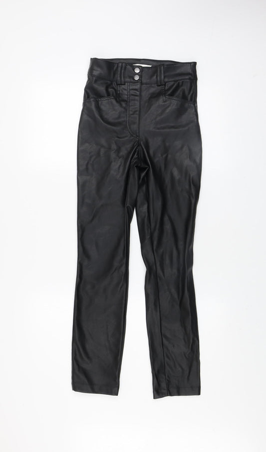 H&M Women’s Black Faux Leather High Waist Skinny Leggings Size 6