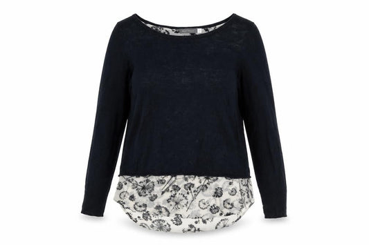 Mint Velvet Women Blue Size 10 Floral Layered Long Sleeve Jumper