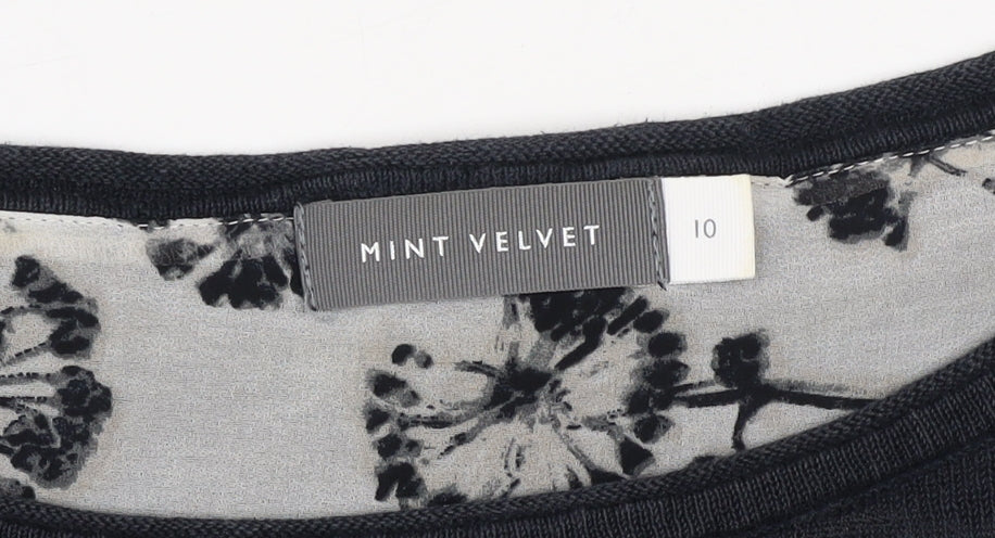 Mint Velvet Women Blue Size 10 Floral Layered Long Sleeve Jumper