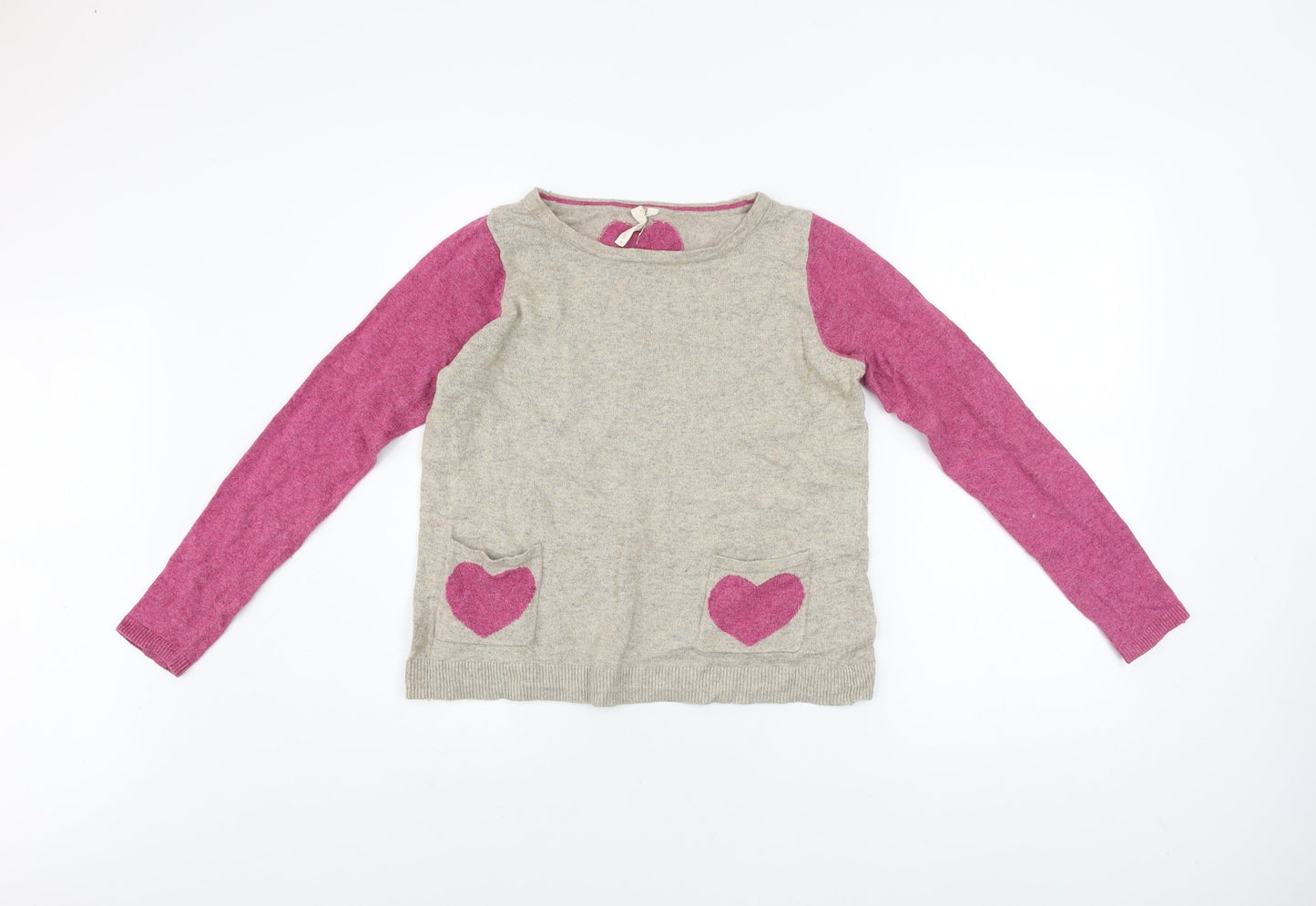 White Stuff Women’s Beige Pink Heart Pullover Jumper Size 6
