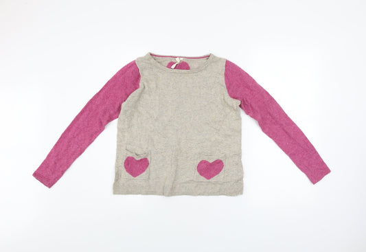White Stuff Women’s Beige Pink Heart Pullover Jumper Size 6