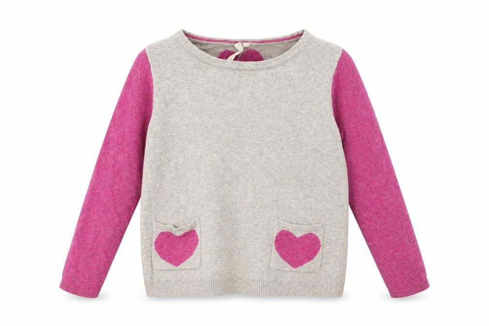 White Stuff Women’s Beige Pink Heart Pullover Jumper Size 6