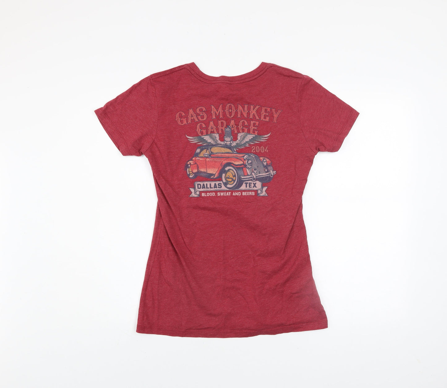 Gas Monkey Garage Women's Red Cotton Blend T-Shirt Size L