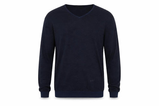 Zara Man Blue Striped Cotton V-Neck Jumper XL Regular Fit