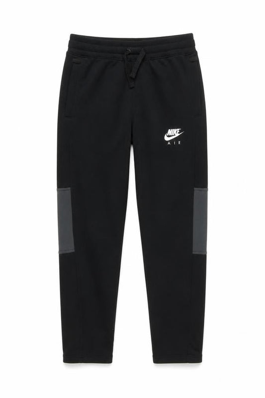 Front view of Nike boys’ black jogger trousers, size 13, years polyester blend activewear