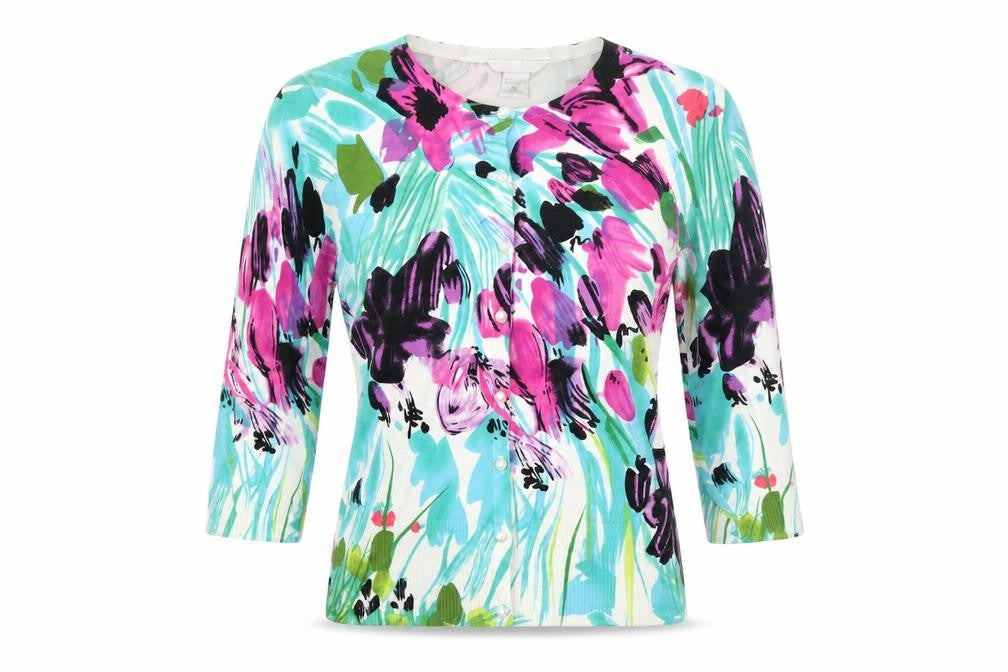 Nygard Collection Women's Multicoloured M Floral Cardigan