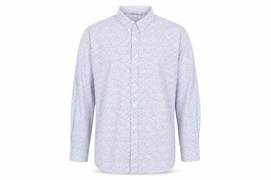 French Connection Men's Blue Floral Cotton Button-Up Shirt 2XL