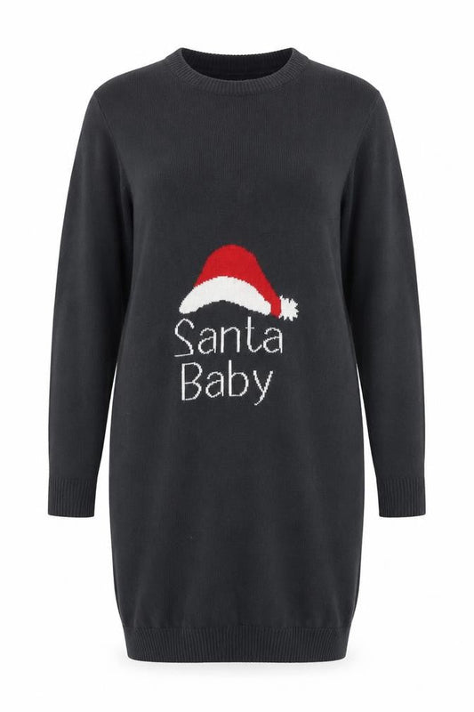 boohoo Women Black S Jumper Dress Santa Baby Christmas Knit