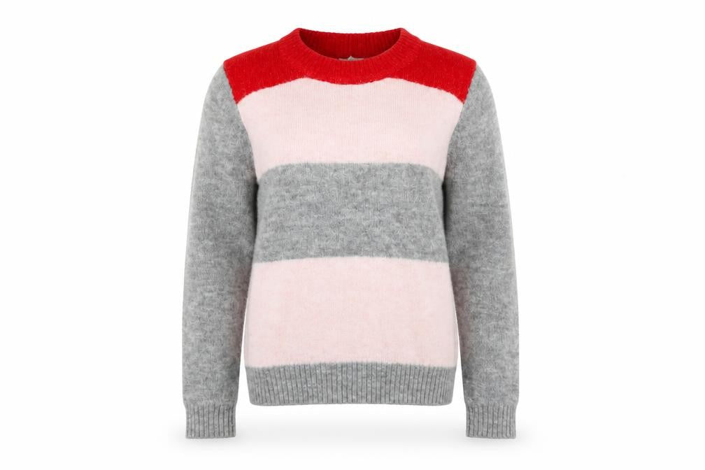 Jack Wills Women’s Multicoloured Crew Neck Striped Wool Blend Jumper Size 6