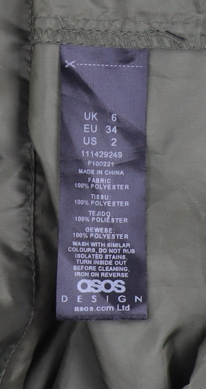 ASOS DESIGN Women’s Petite Green Hooded Anorak Jacket Size 6
