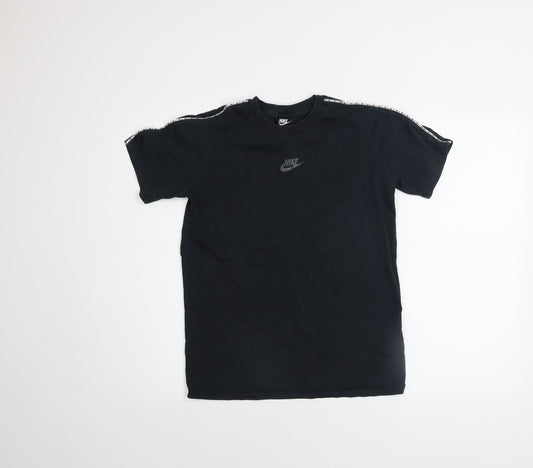 Nike Boys Black Logo Sports T-Shirt Size 158cm Short Sleeve Cotton Blend